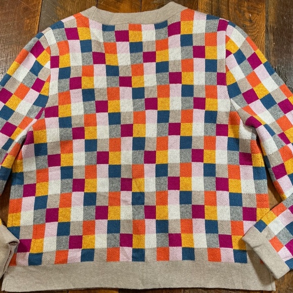 KULE The Capucine Multicolor Checkered Button Front Cardigan Women’s Large - Picture 10 of 13